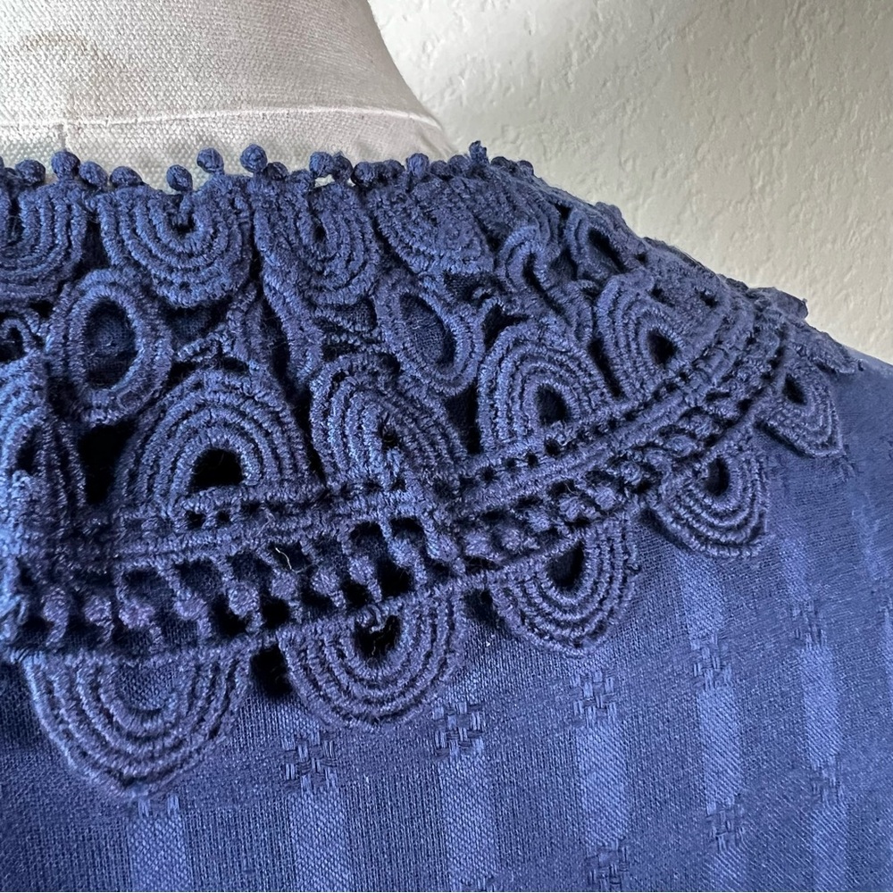 NEW NWT Soft Surroundings Elodie Lace Windowpane Gauze Top Medium Petite - Picture 10 of 16